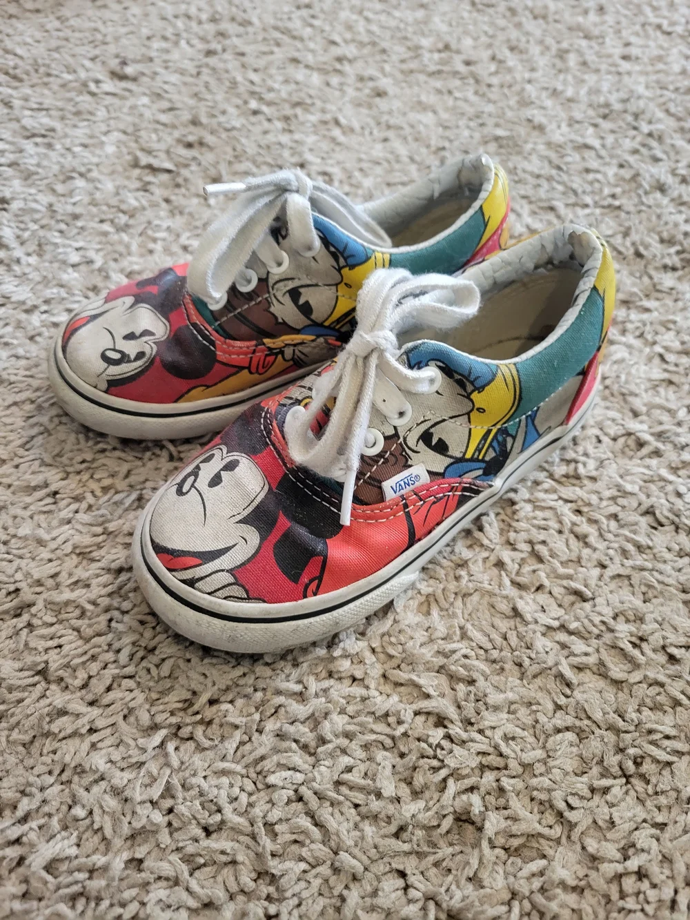 Vans Kids Red, Yellow & Blue Cartoon Canvas Sneakers